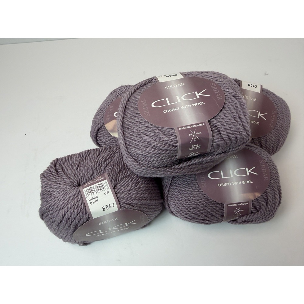 SIRDAR Click Chunky With Wool Yarn Color Bloom Purple Lot 5 50g‎ 81 yards each